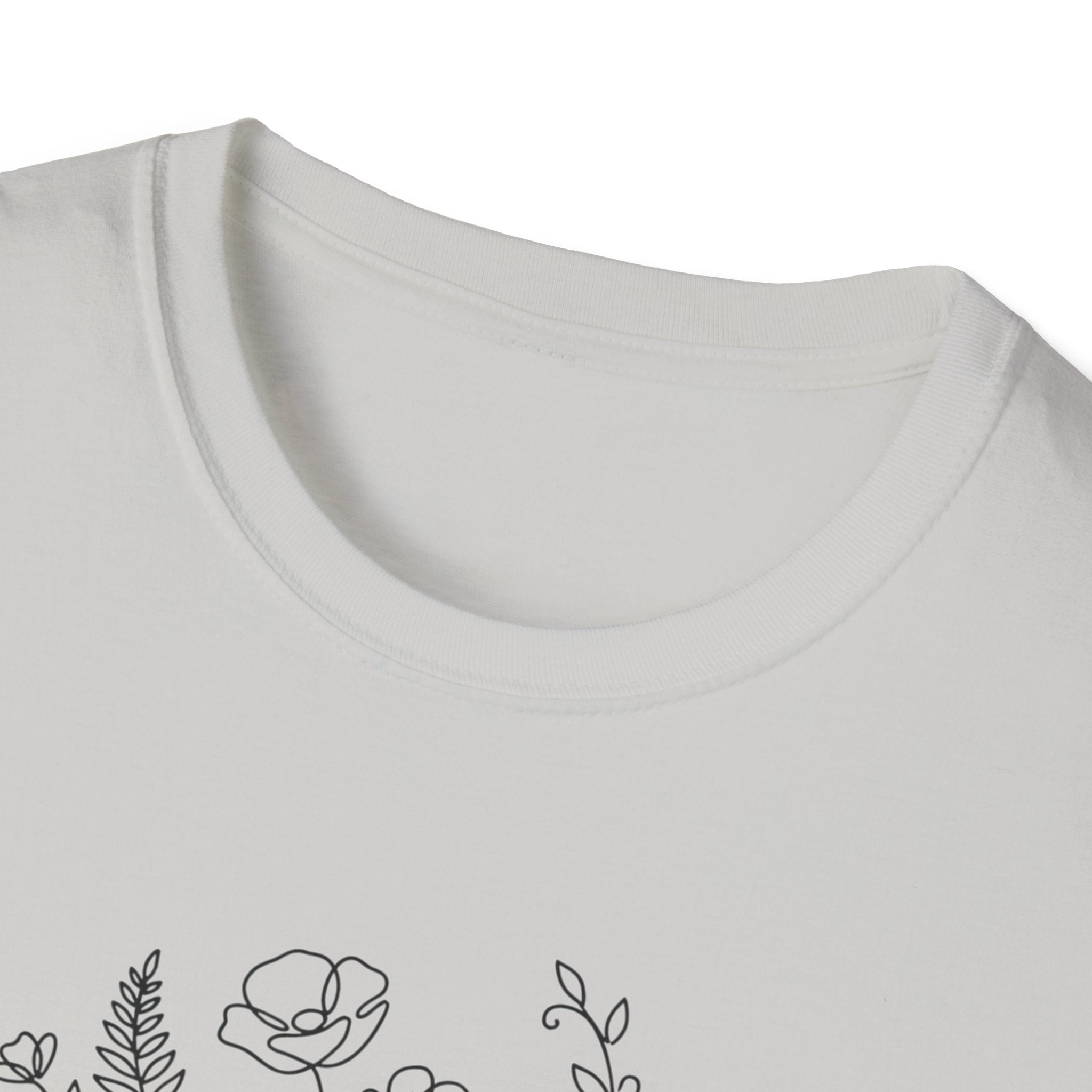 Dumbbell and Flowers Outline T-Shirt