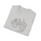 Dumbbell and Flowers Outline T-Shirt