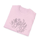 Dumbbell and Flowers Outline T-Shirt