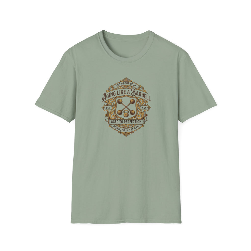 Aging like a Barbell crest logo t-shirt
