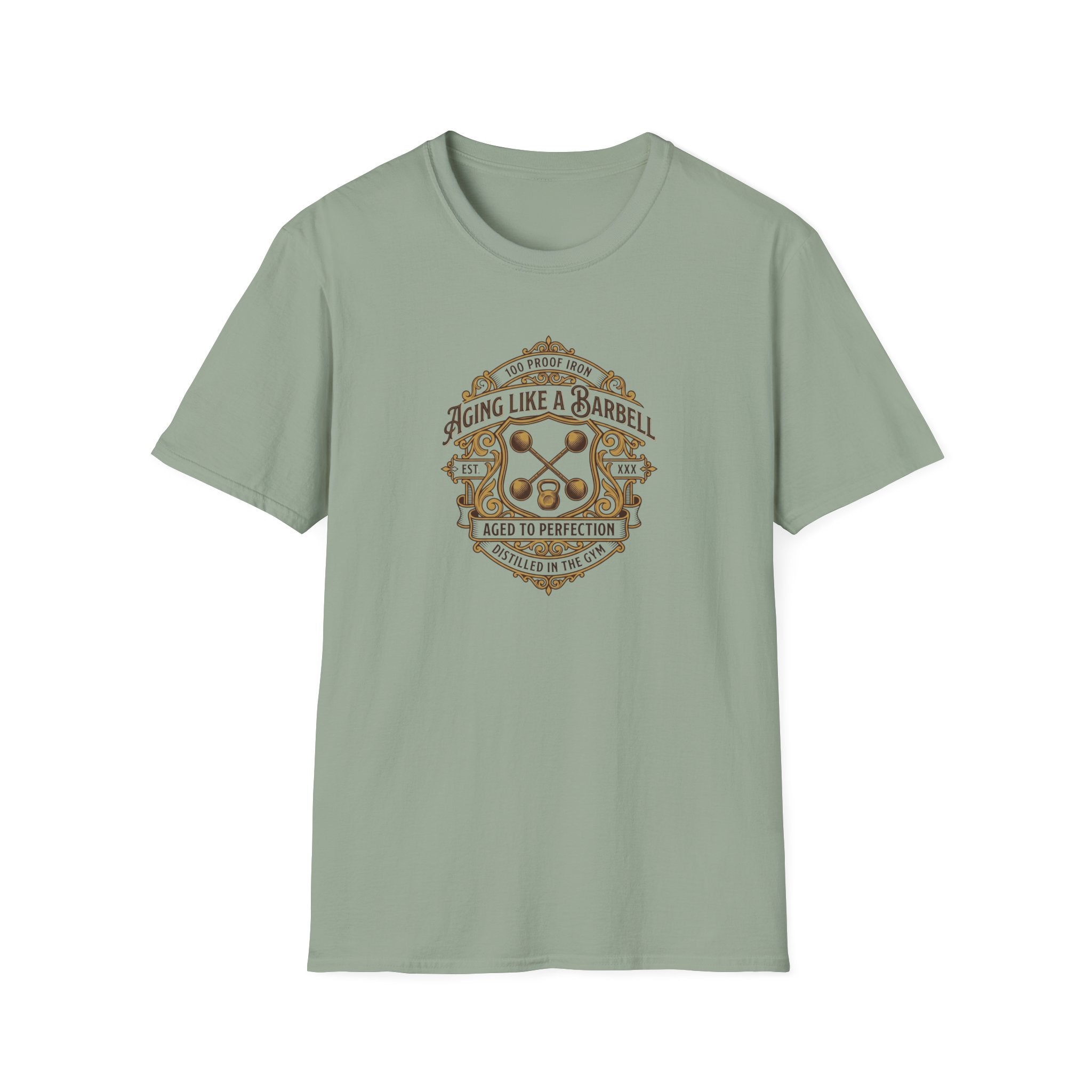 Aging like a Barbell crest logo t-shirt