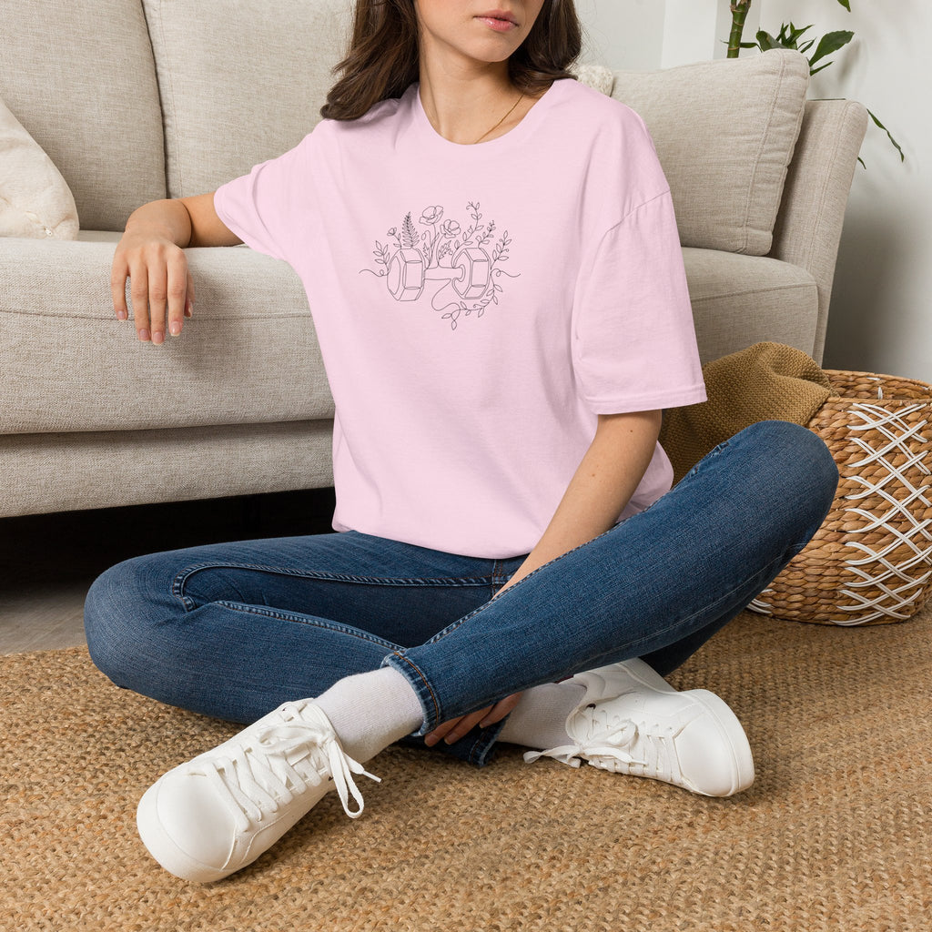 T-Shirt Dumbbell and flowers outline 5000