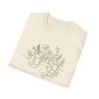 Dumbbell and Flowers Outline T-Shirt