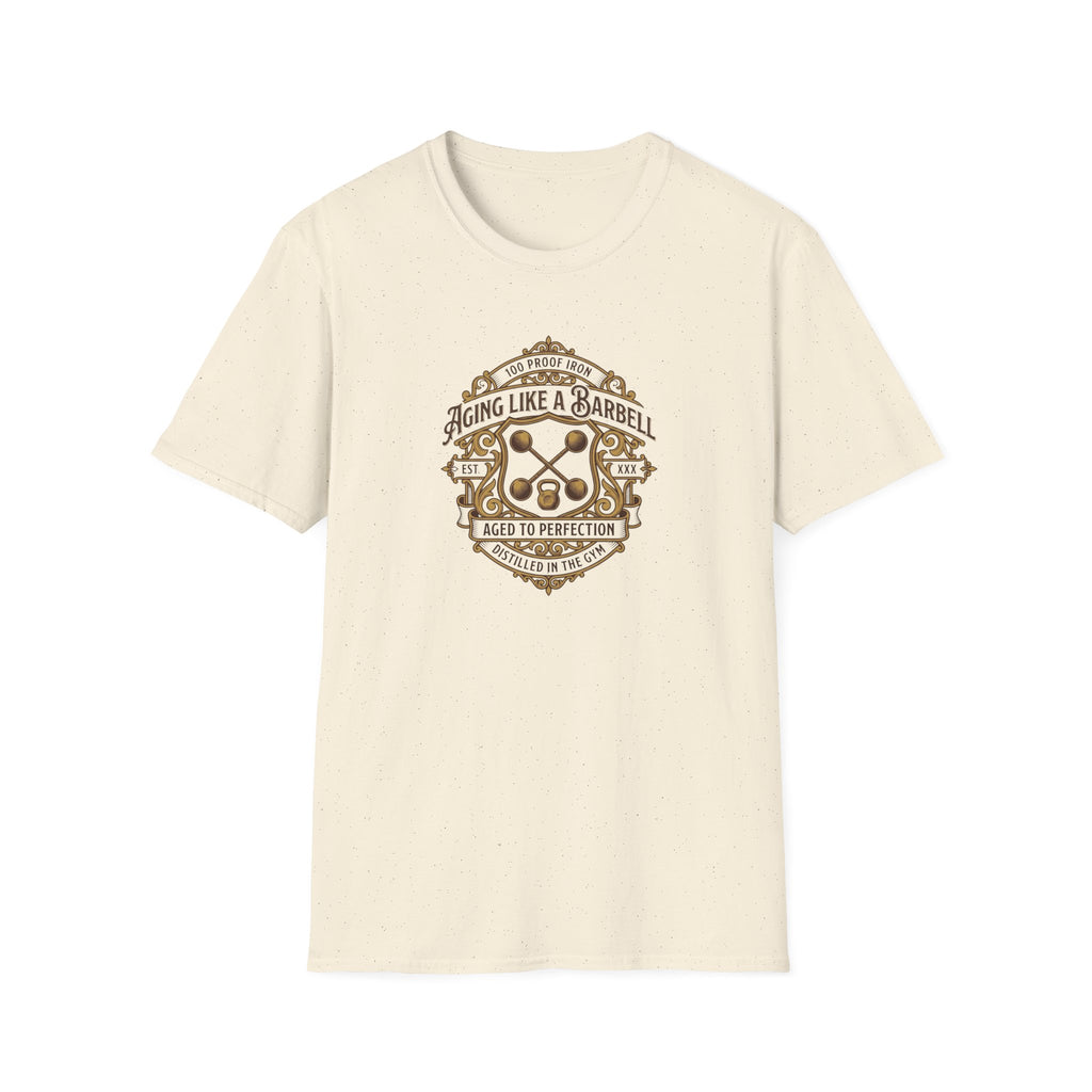 Aging like a Barbell crest logo t-shirt