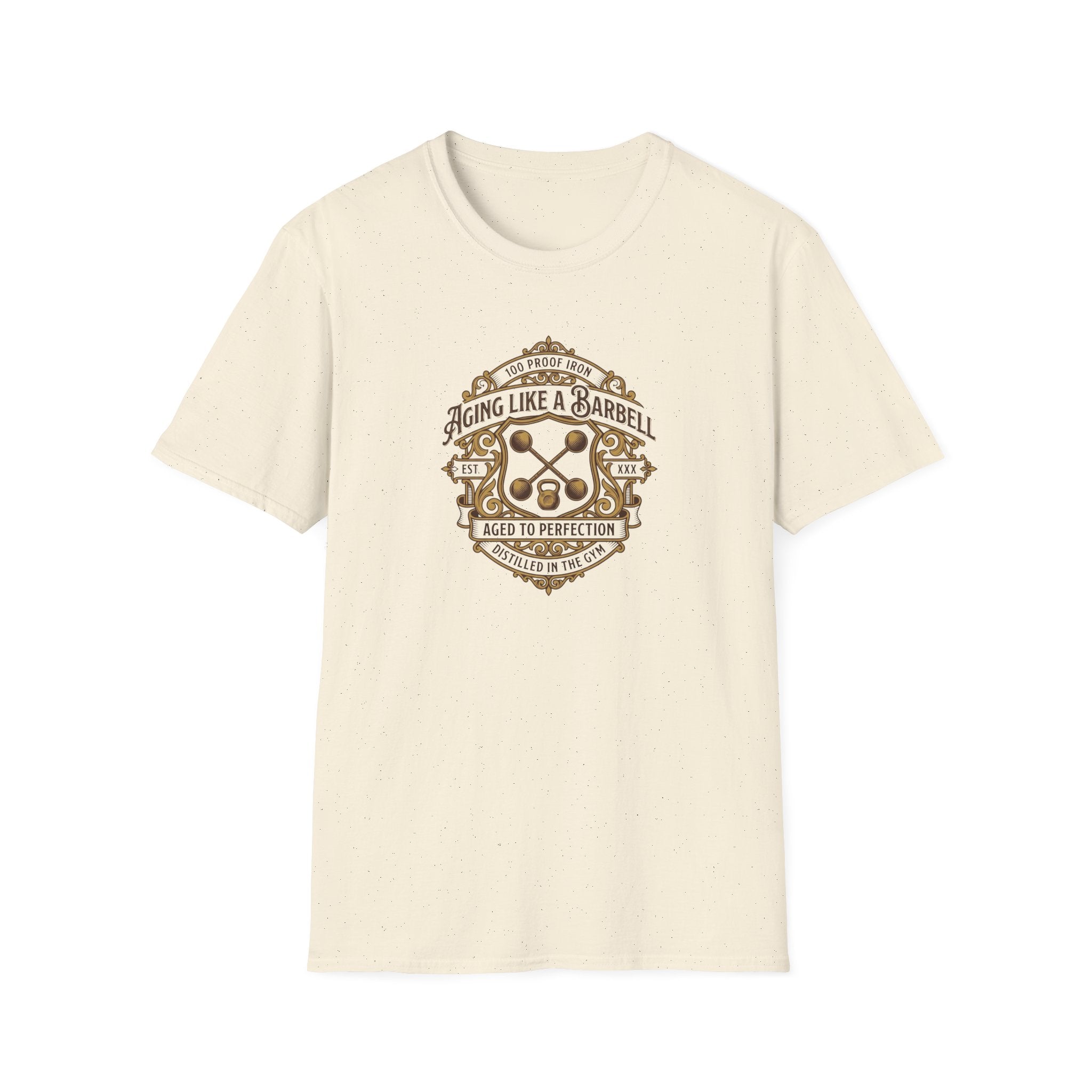 Aging like a Barbell crest logo t-shirt