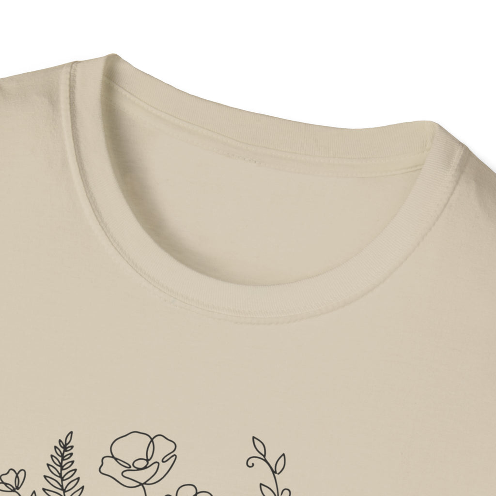 Dumbbell and Flowers Outline T-Shirt