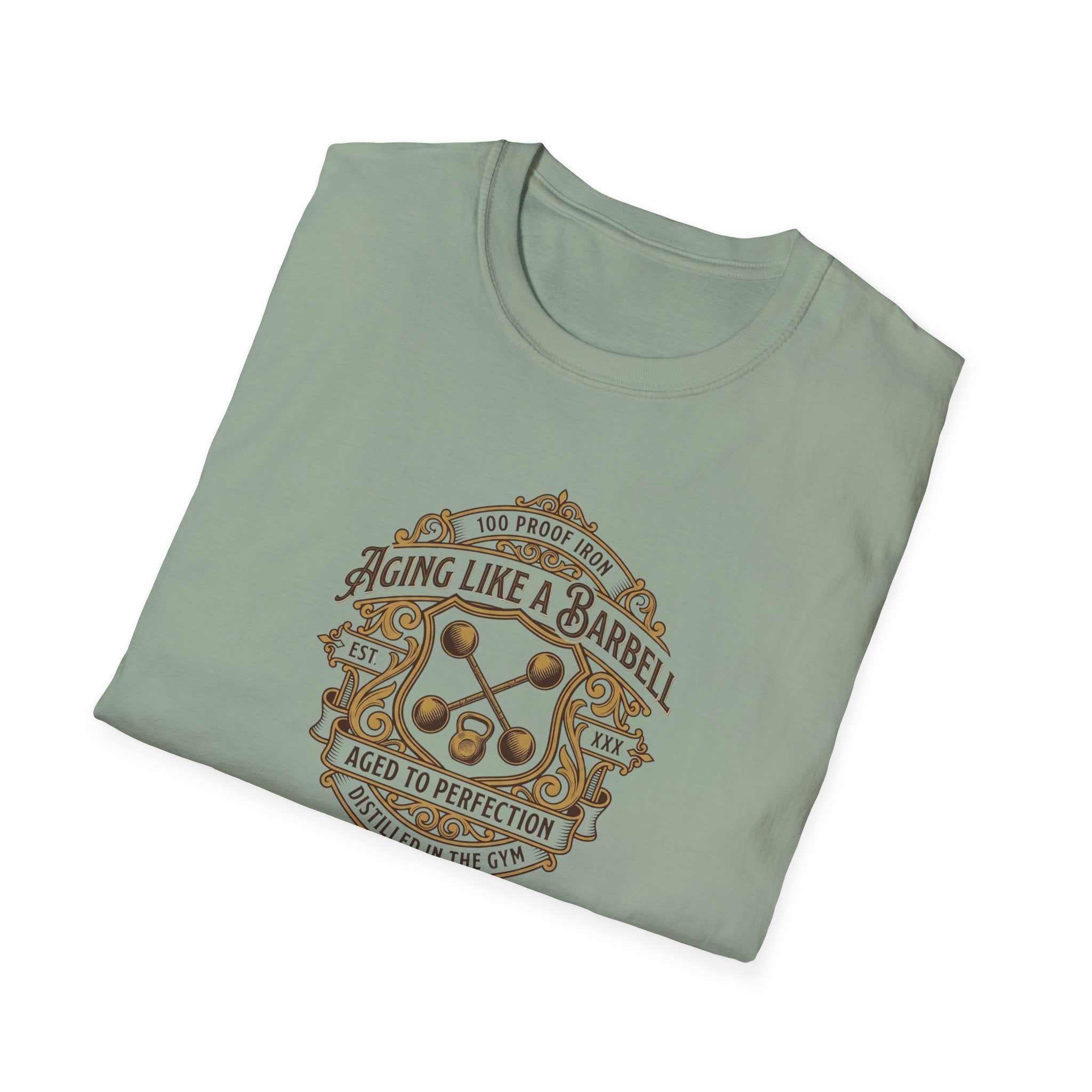Aging like a Barbell crest logo t-shirt