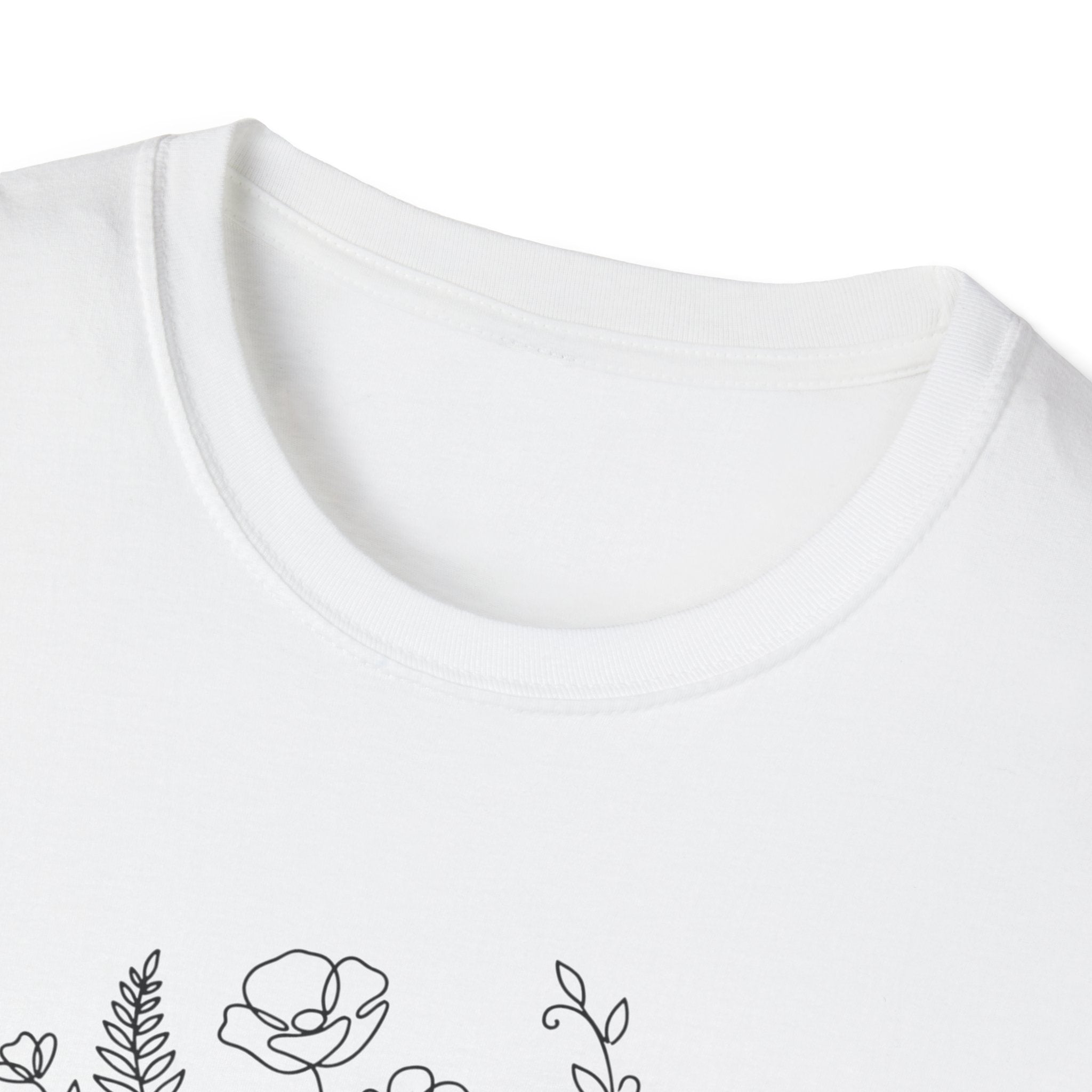 Dumbbell and Flowers Outline T-Shirt