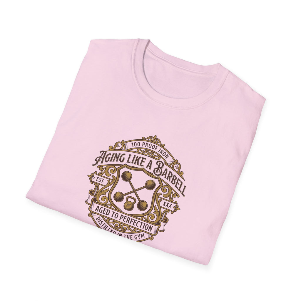 Aging like a Barbell crest logo t-shirt