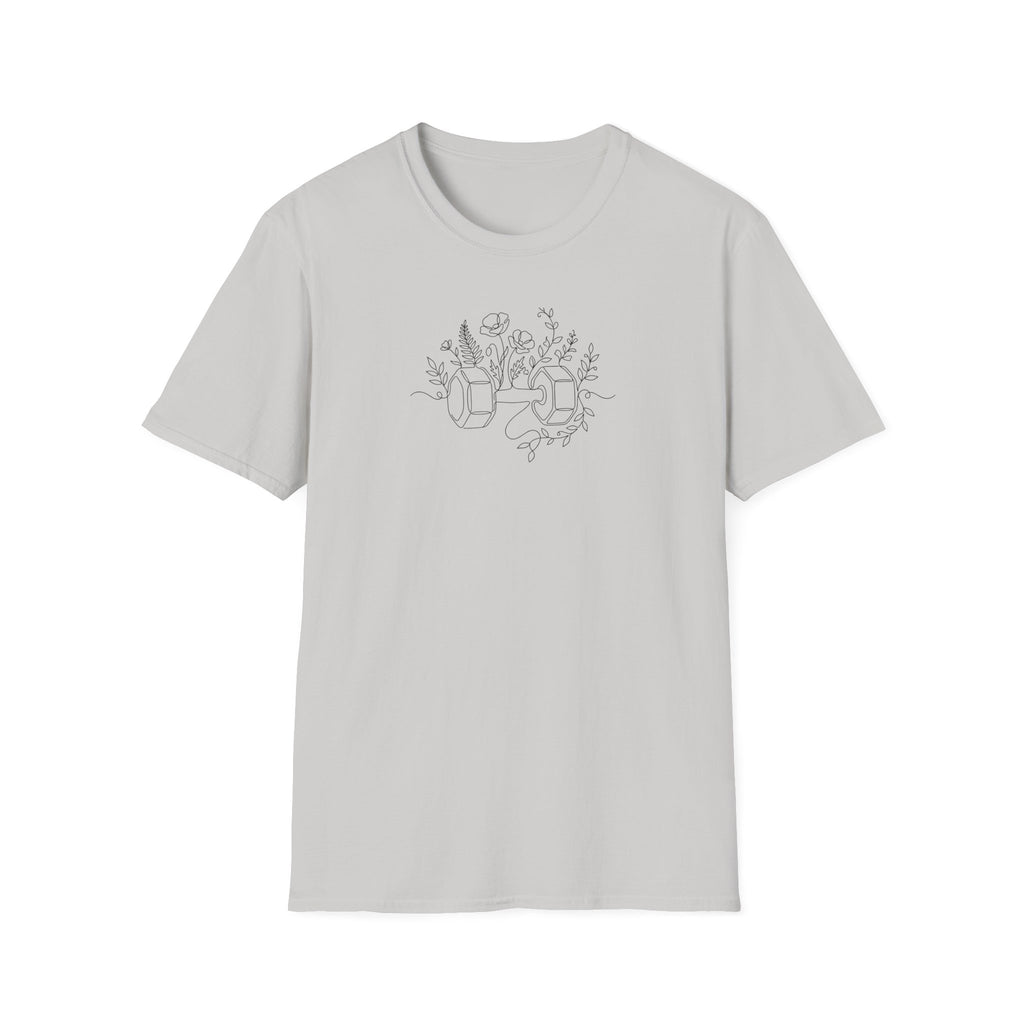 T-Shirt Dumbbell and flowers outline 5000