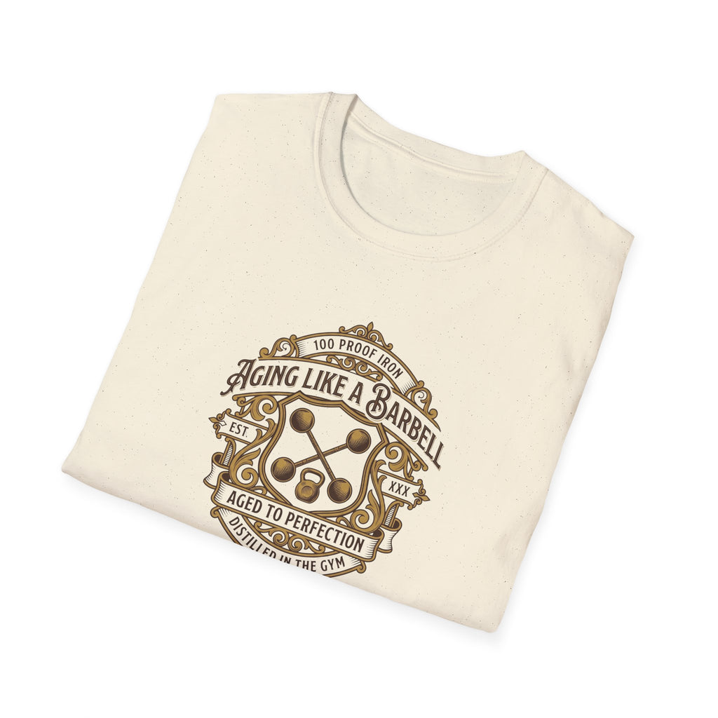 Aging like a Barbell crest logo t-shirt