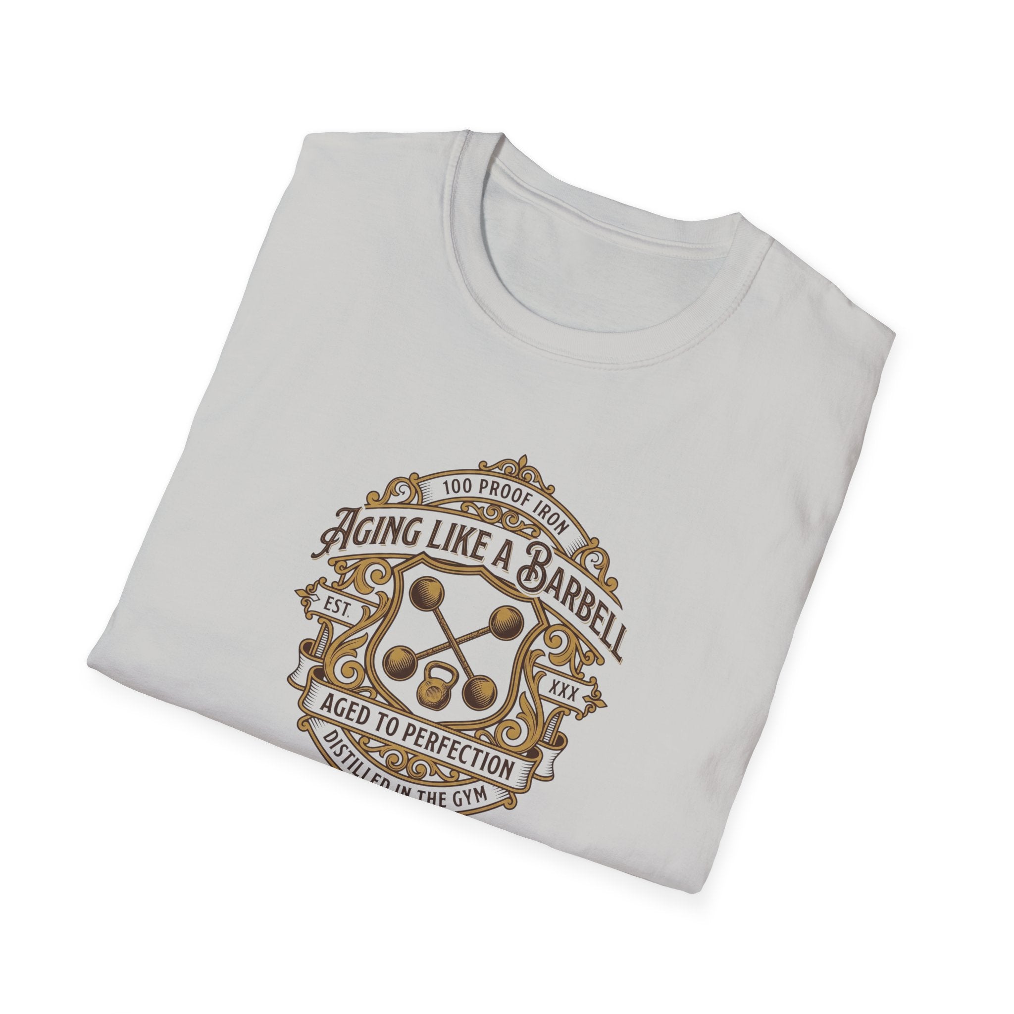 Aging like a Barbell crest logo t-shirt