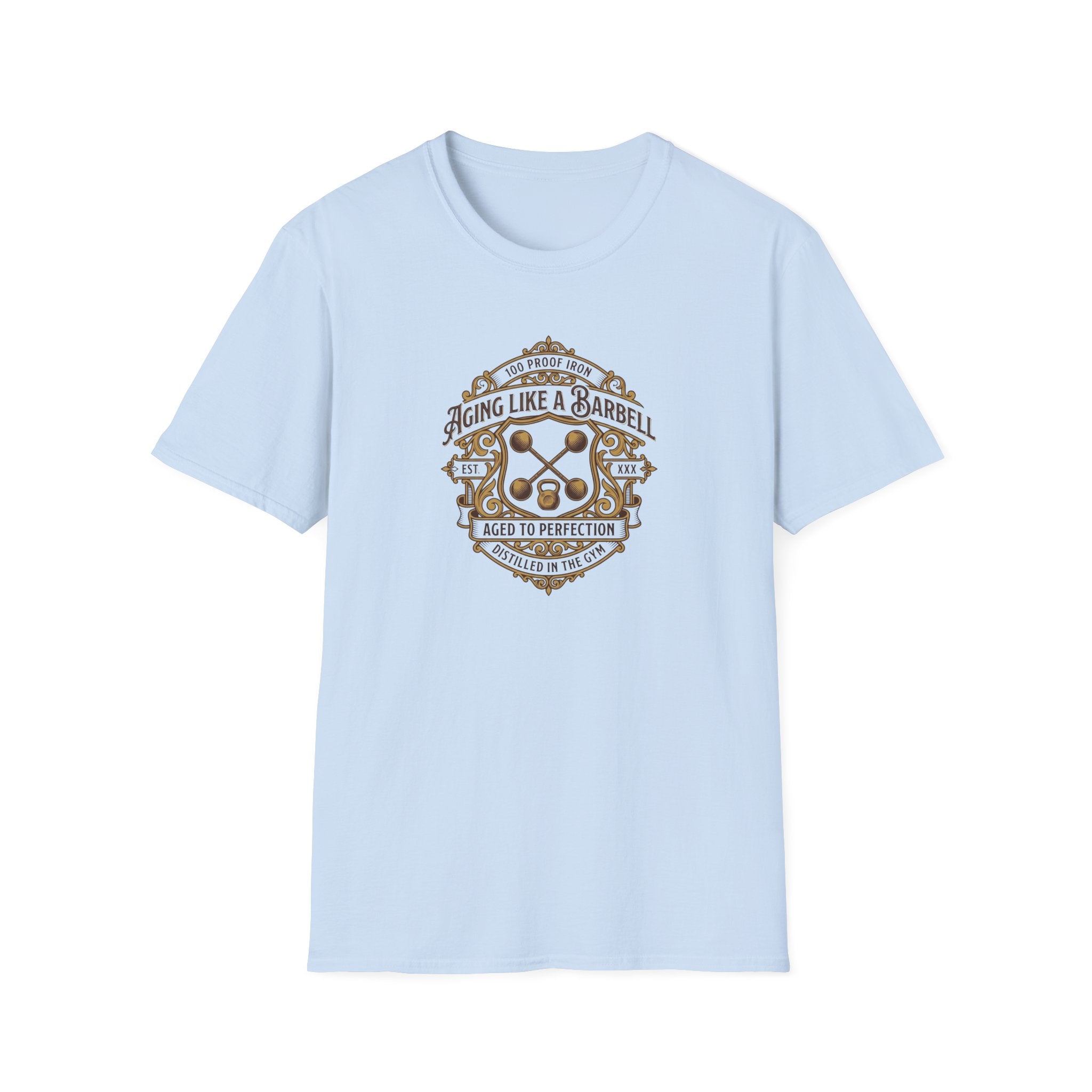Aging like a Barbell crest logo t-shirt