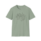 Dumbbell and Flowers Outline T-Shirt