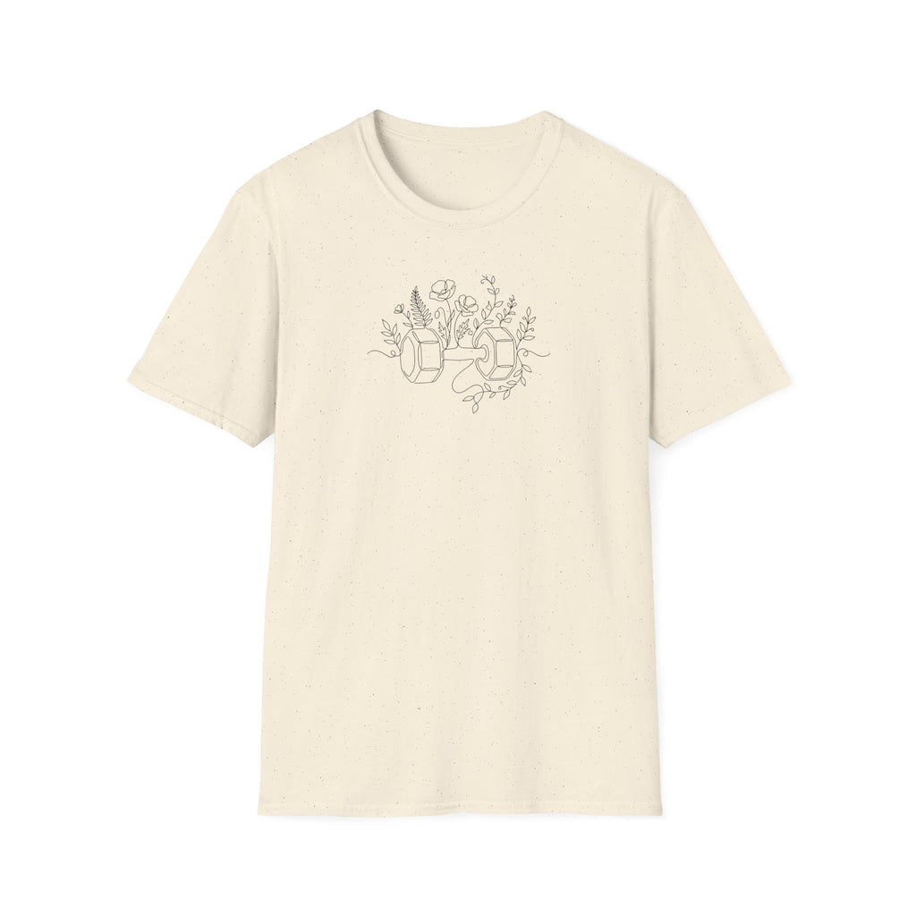 T-Shirt Dumbbell and flowers outline 5000