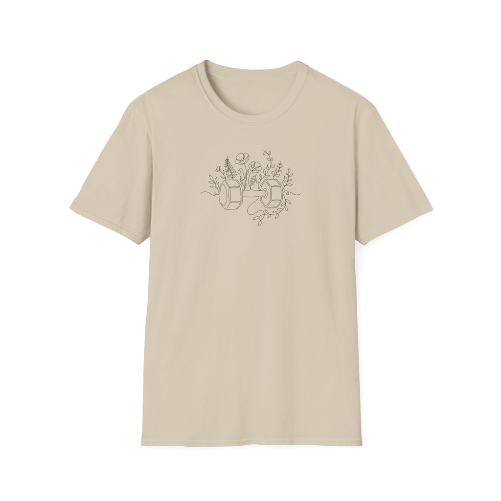 T-Shirt Dumbbell and flowers outline 5000