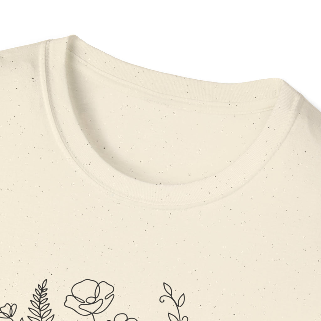 Dumbbell and Flowers Outline T-Shirt