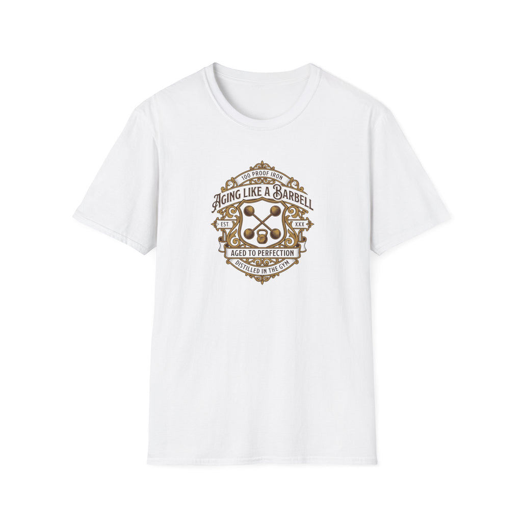Aging like a Barbell crest logo t-shirt