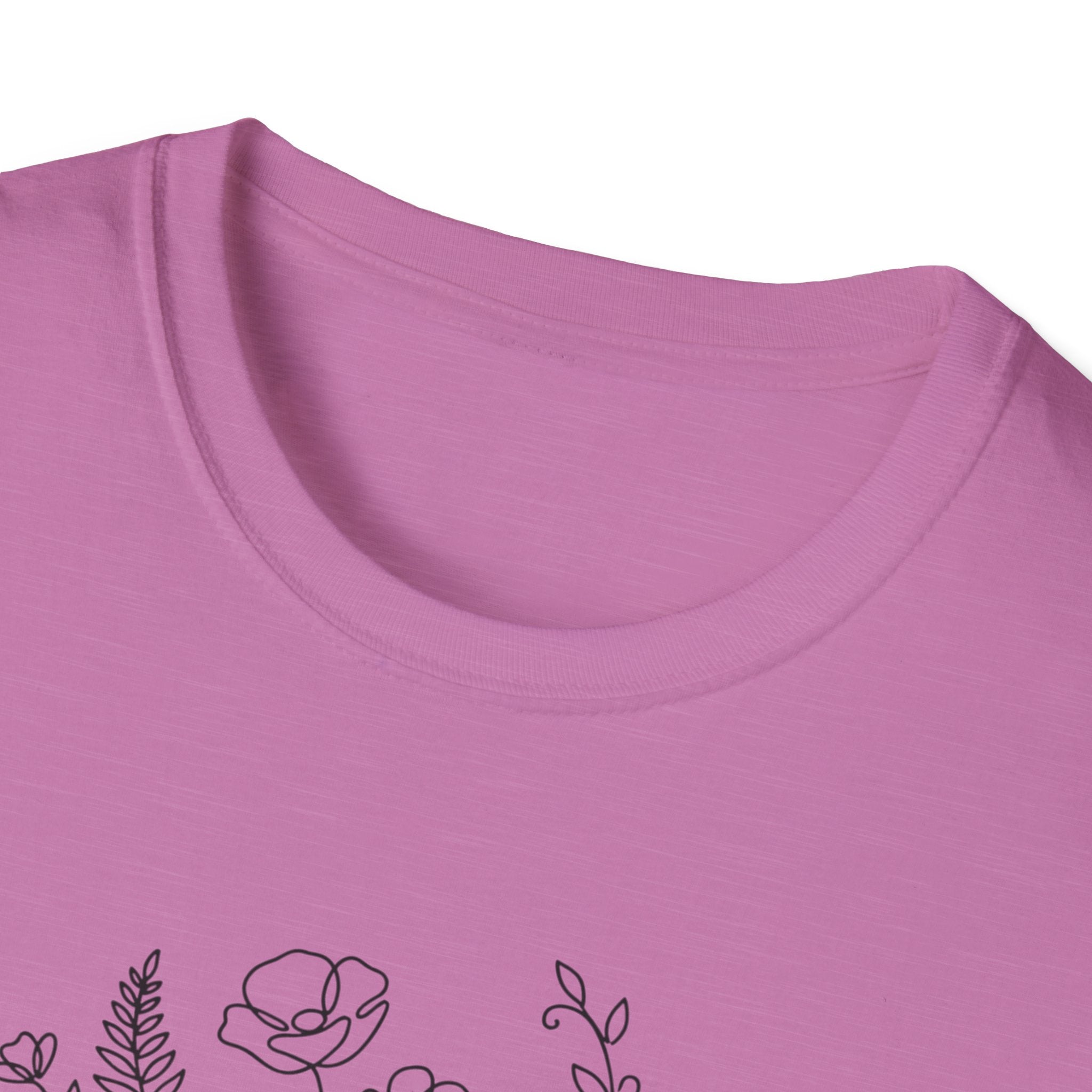 Dumbbell and Flowers Outline T-Shirt