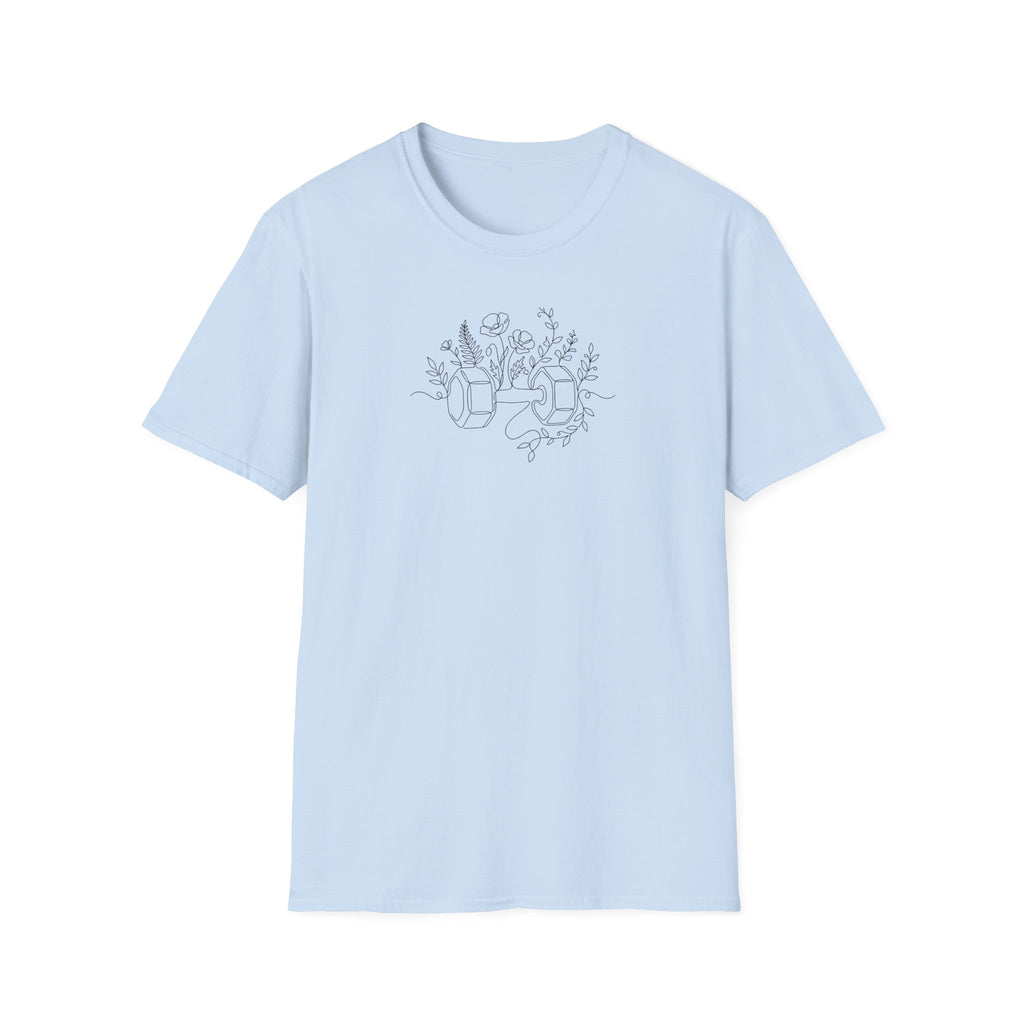 T-Shirt Dumbbell and flowers outline 5000