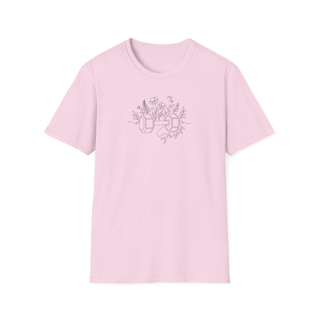 T-Shirt Dumbbell and flowers outline 5000