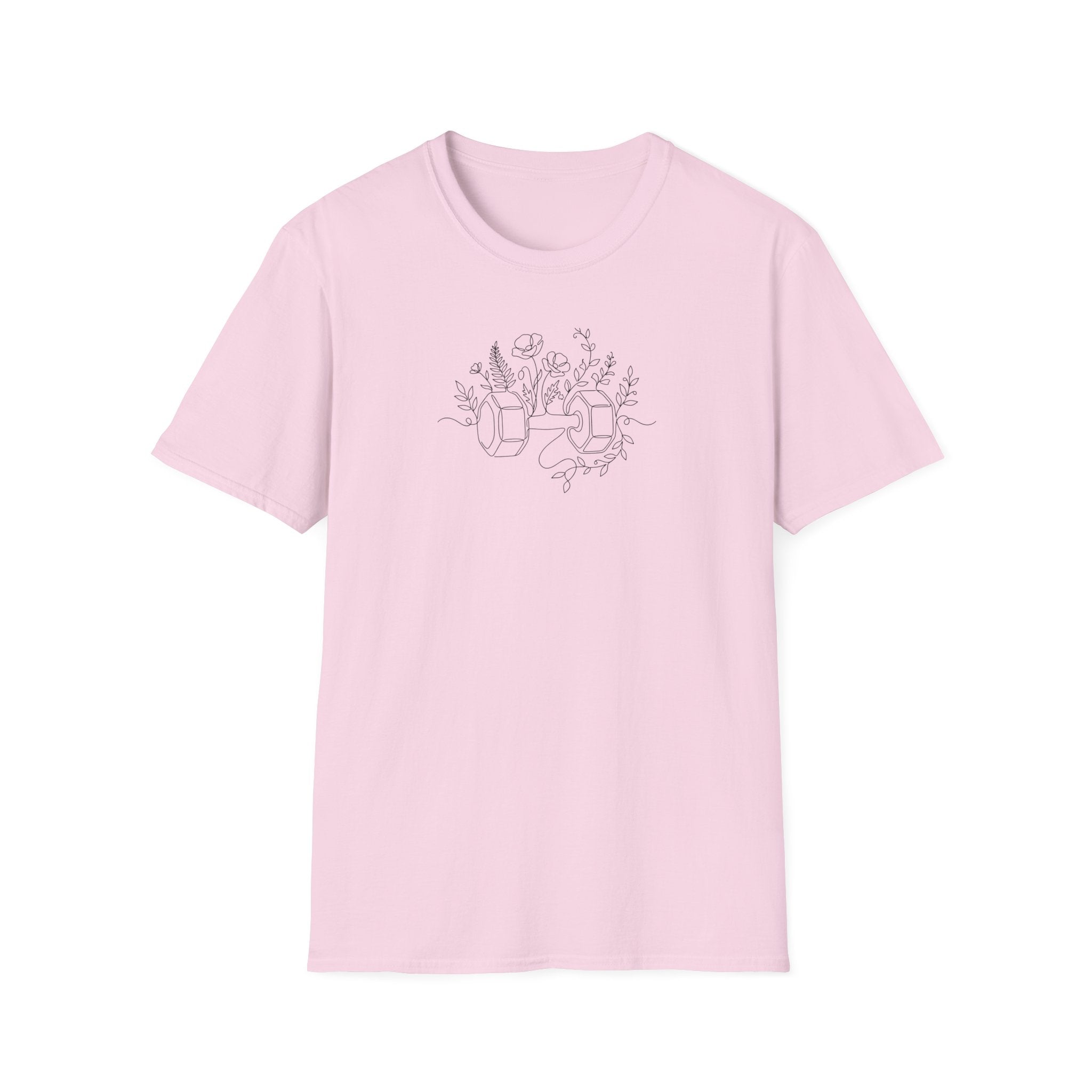 T-Shirt Dumbbell and flowers outline 5000