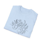Dumbbell and Flowers Outline T-Shirt