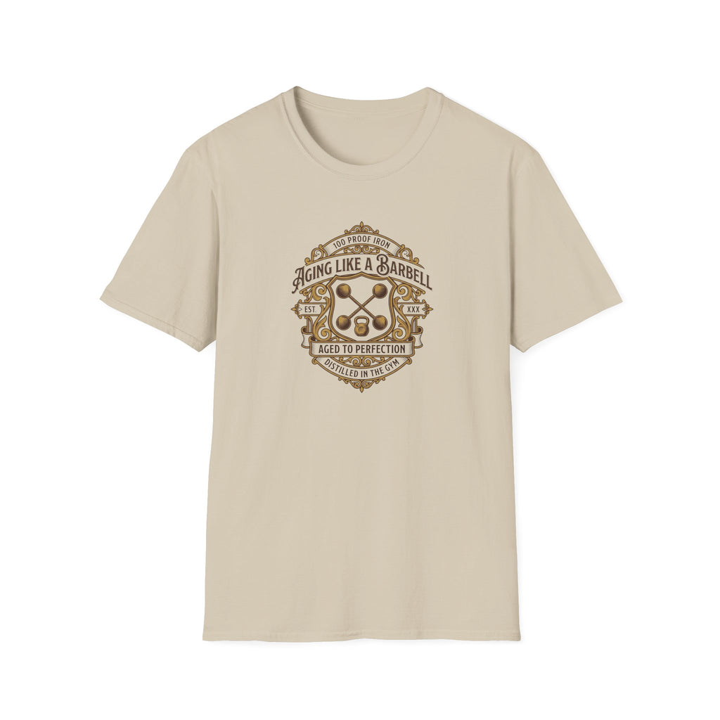 Aging like a Barbell crest logo t-shirt