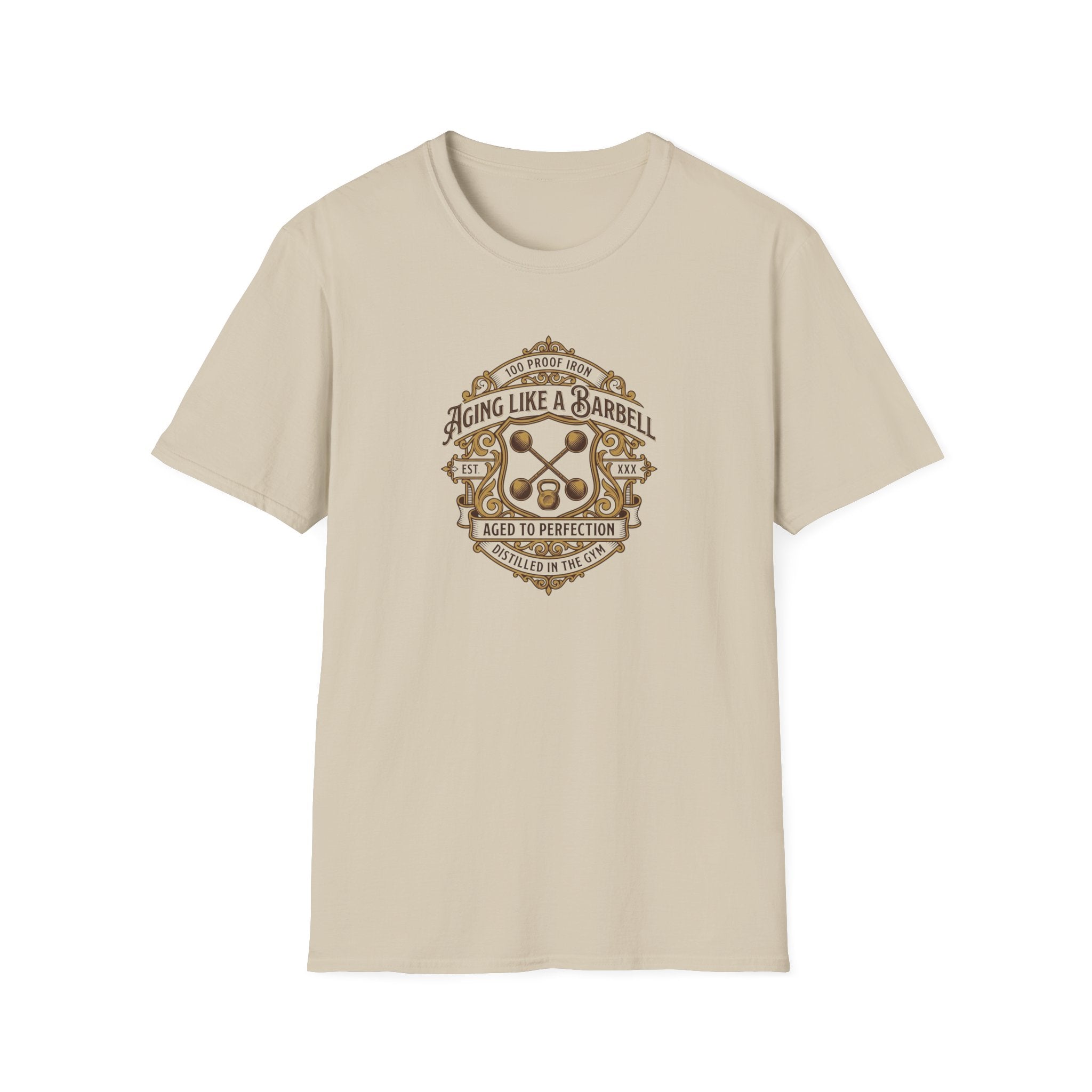 Aging like a Barbell crest logo t-shirt