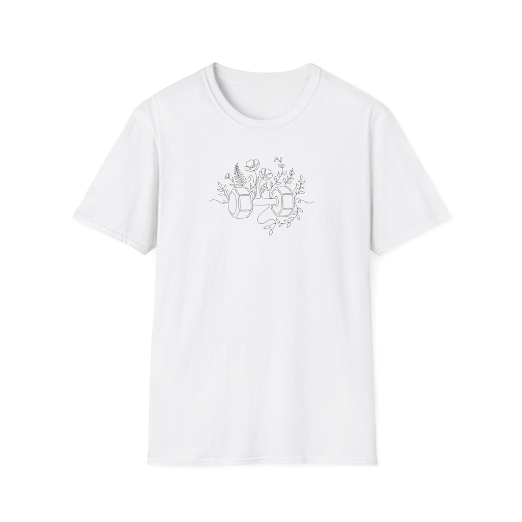 T-Shirt Dumbbell and flowers outline 5000