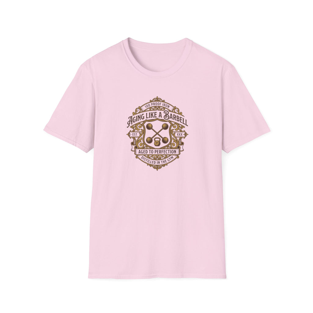 Aging like a Barbell crest logo t-shirt