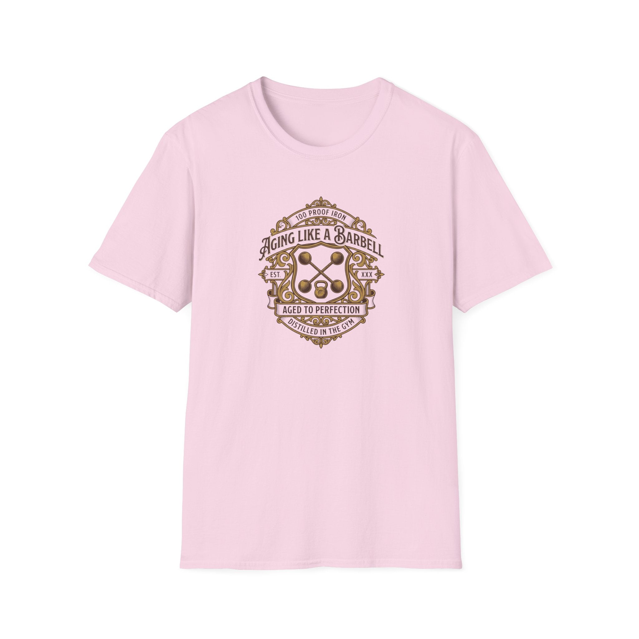 Aging like a Barbell crest logo t-shirt