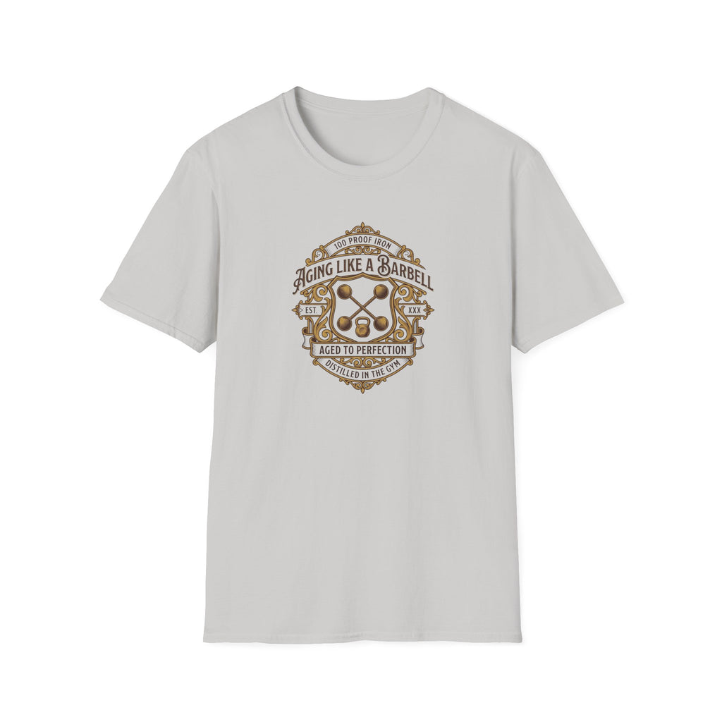 Aging like a Barbell crest logo t-shirt