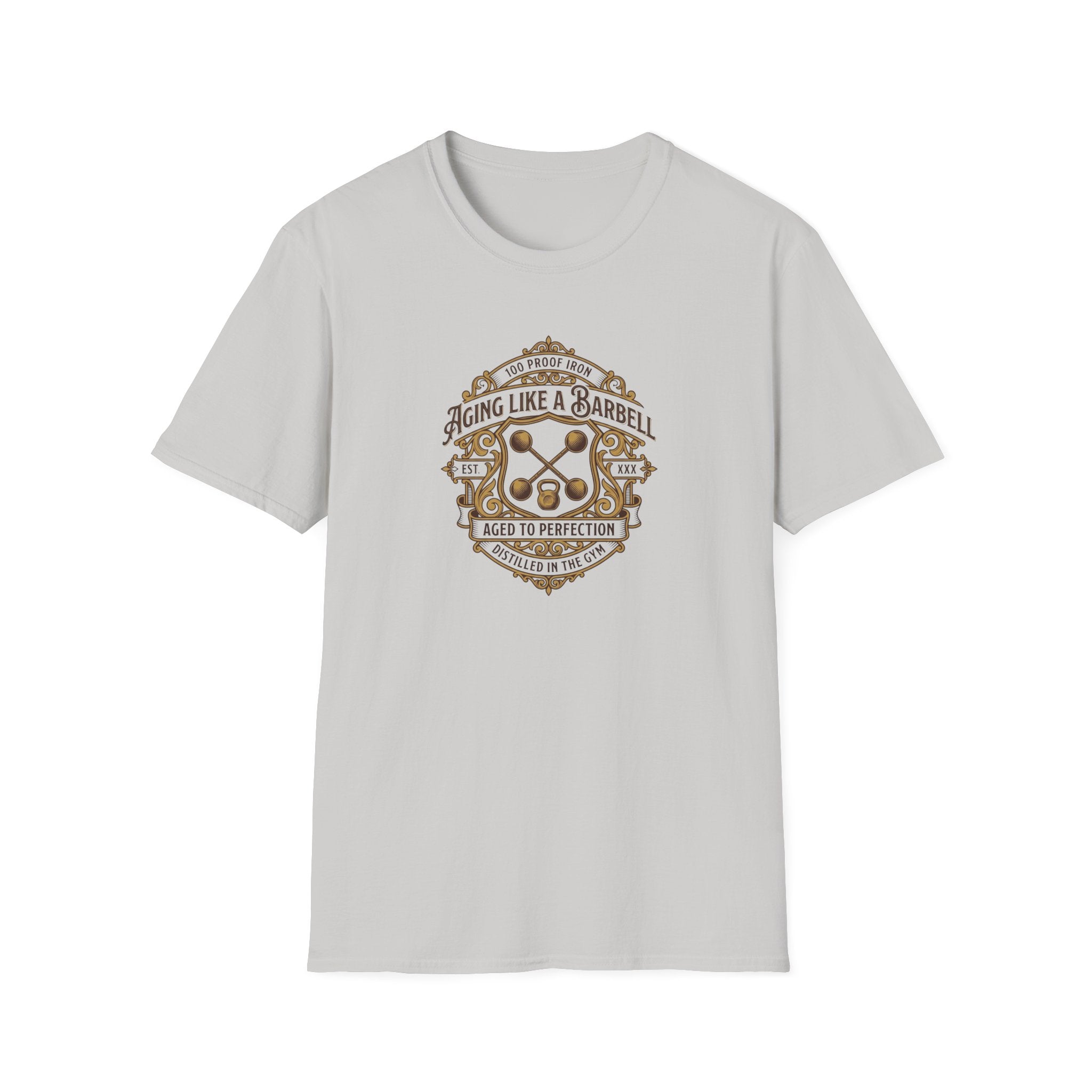 Aging like a Barbell crest logo t-shirt