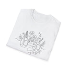 Dumbbell and Flowers Outline T-Shirt