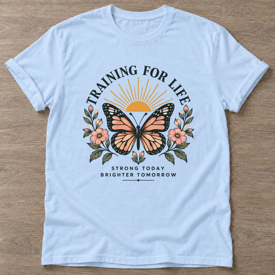 Light Blue Strong Today T-shirt — motivational slogan design, for women who train