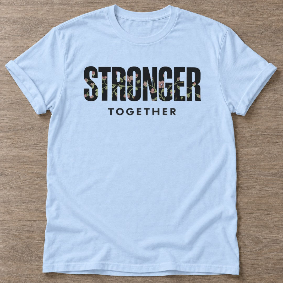 Light Blue Blooming Strength T-shirt — floral strength design, for women who train