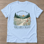 Light Blue Enjoy The Climb T-shirt — motivational slogan design, for women who train