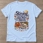 Light Blue One More Block T-shirt — walking club design, for women who walk