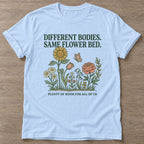 Light Blue Different Bodies T-shirt — body positive design, for every body in the gym