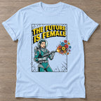 Light Blue Flower Power Astronaut T-shirt — floral strength design, for women who train