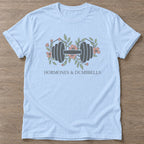 Light Blue Floral Grind T-shirt — floral strength design, for women who train