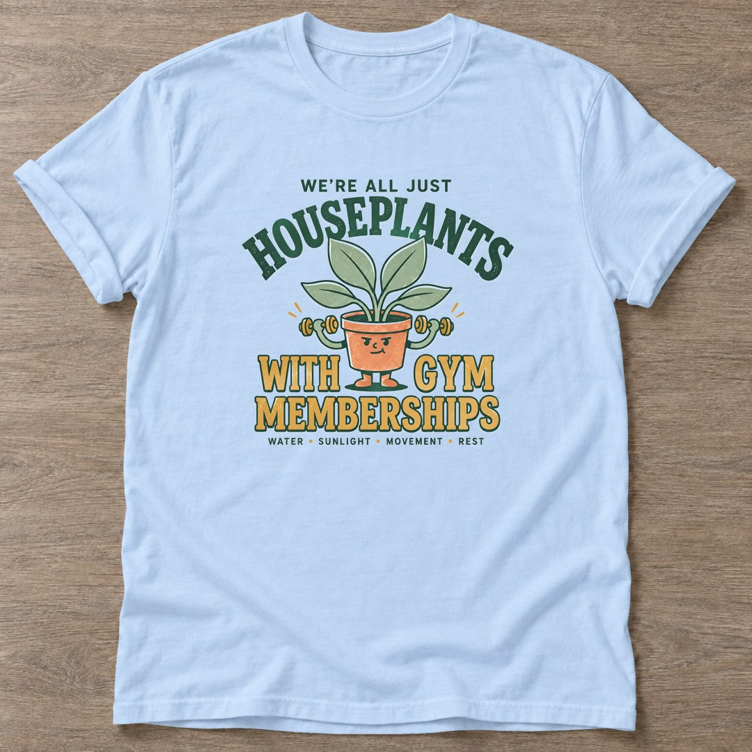 Light Blue Lifting Leaves T-shirt — floral strength design, for women who train