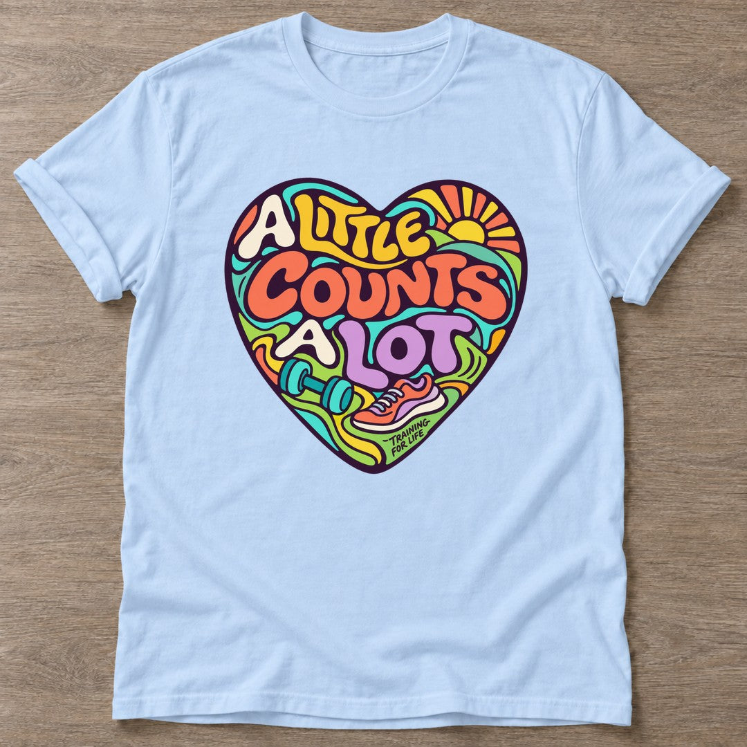 Light Blue Every Count Matters T-shirt — weightlifting design, for women who lift