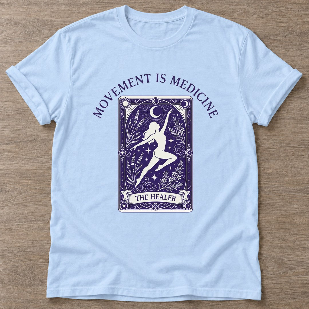 Light Blue Dance Alchemy T-shirt — everyday workout design, for women who move