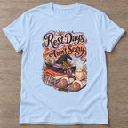 Light Blue Autumn Comfort Witch T-shirt — rest and recovery design, for women who train