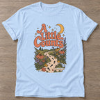 Light Blue Wildflower Path T-shirt — floral strength design, for women who train