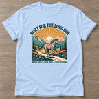 Light Blue Long Run Horse T-shirt — running design, for women who run