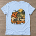 Light Blue Autumn Miles T-shirt — running design, for women who run