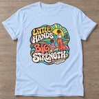 Light Blue Growing Strong Together T-shirt — growth mindset design, for women building a habit
